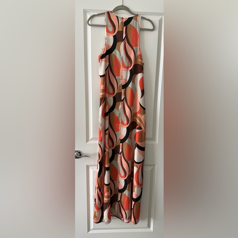 NWT Mango Vibrant Pink and Brown Maxi Dress, L(8) - Picture 4 of 5